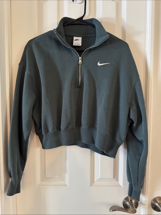 Nike Tops - Nike Women's Cropped Quarter-Zip Sweatshirt - Slate Green